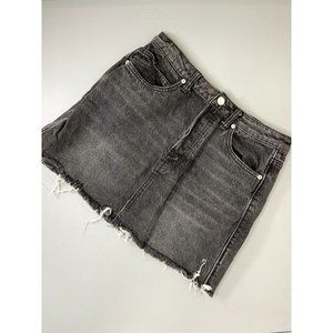 We The Free women's 28 waist black denim mini skirt cutoff distressed button fly